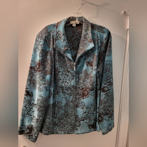 Dress Barn Jackets & Blazers - Zip up dress jacket brown and turquoise XL